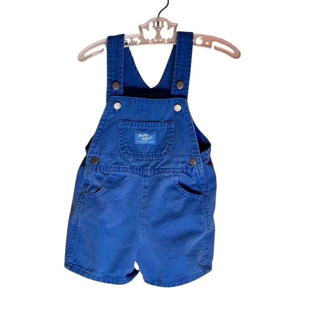 Vintage Royal Blue Oshkosh B'Gosh Shortalls Overalls Size 18M 80's/90’s Vestback